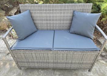 Ławka ogrodowa sofa z poduszkami technorattan 110cm x 53cm schowek