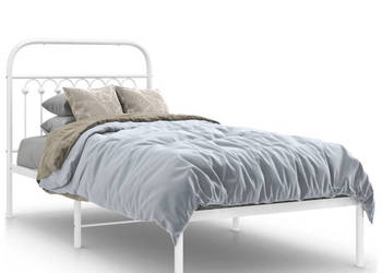 Łóżko Metalowe Białe Rama Łóżka Ze Stelażem Biała 90x190 cm WM-376641