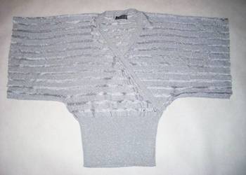 Srebrny Srebrzysty Sweter Sweterek Szerokie Rękawy 36 38