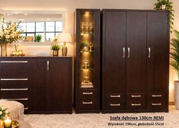 Nowa Szafa dębowa 130 cm REMI / Kolor CIEMNY ORZECH / Producent PYKA Olesno