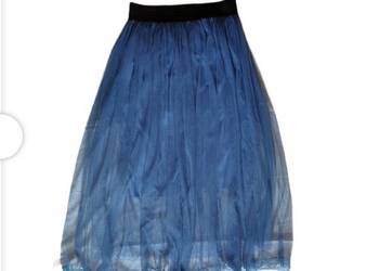 Długa tiulowa spódnica niebieska r. M-L-XL