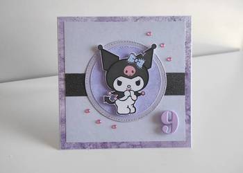 Kartka ręcznie robiona na urodziny Kuromi Kartka ręcznie robiona na urodziny Kuromi