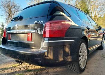 Peugeot 407 2.7hdi 204km 2009r. Kombi z de czarny automat panorama alu 18