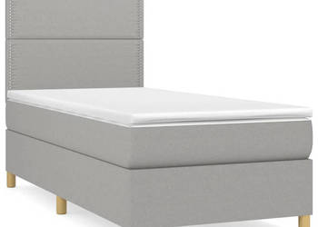Łóżko kontynentalne z materacem jasnoszare tkanina 80x200 cm WM-3142209