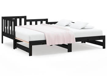 Łóżko rozsuwane czarne 2x(90x190) cm lite drewno sosnowe WM-820750