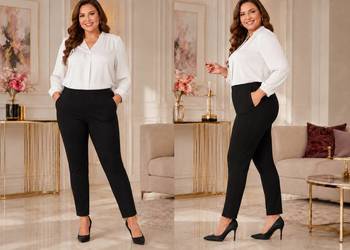 Spodnie damskie plus size Aksel cygaretki wiskoza r 42 pas 68-92 cm