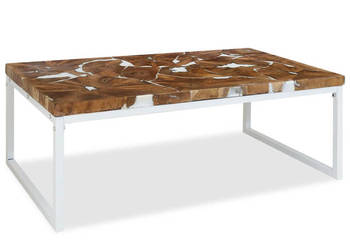 Stolik kawowy z drewna tekowego i żywicy 110 x 60 x 40 cm WM-244553