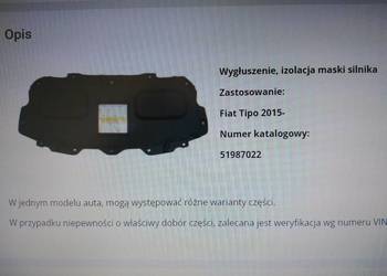 Wygłuszenie, izolacja maski silnika Fiat Tipo II 2015-