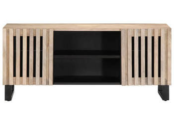 Szafka pod telewizor biała 105x34x46 cm lite drewno mango WM-377439