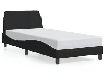 Rama łóżka z zagłówkiem bez materaca czarna tkaniną 80x200cm WM-373067