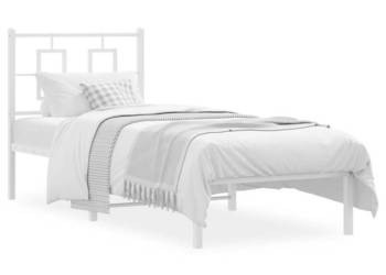 Łóżko Metalowe Białe Rama Łóżka Ze Stelażem Biała 80x200 cm WM-374281