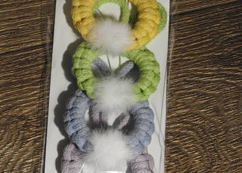 Zajączki ze sznurka do makramy, zestaw 4 szt