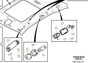 VOLVO V60 XC60 zaslepka siatki podsufitki OE 39820354