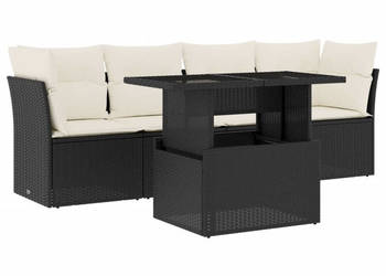 5-cz. zestaw wypoczynkowy do ogrodu poduszki czarny rattan PE WM-3266346