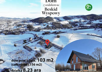 Dom SSZ 155 m², Skrzydlna 8,24 a, panorama Beskidu Wyspowego, PKP