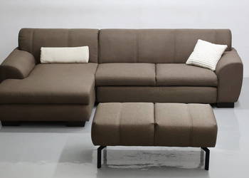 TCE DESIGN NAROŻNIK z funkcją spania PUFA rogówka sofa brązowa tkania salon
