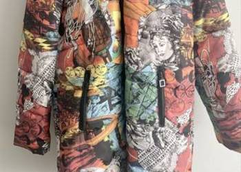 Kurtka damska parka komiksowa z futerkiem rozmiar M