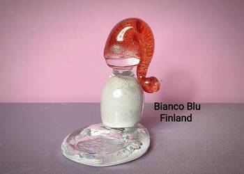 Świecznik szklany - sygnowany Bianco Blu Finland - na 1 tealigh