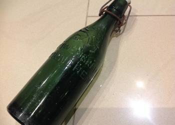 Stara Butelka Szklana z Porcelanką poj 0,5 L Sygnowana Stara Butelka Szklana z Porcelanką poj 0,5 L Sygnowana