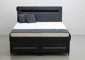 TSX Łóżko kontynentalne 160x200 2 pojemniki Grafitowy kolor topper bonell