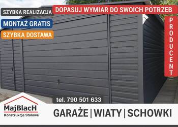 Garaż Blaszany Dwuspadowy / GRAFIT /SZYBKI MONTAŻ GRATIS / – Maj-Blach