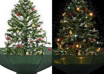 vidaXL Choinka sypiąca śniegiem, podstawa parasolowa, zielona(SKU:284331)