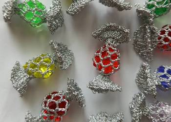 Szydełkowe cukierki na choinkę Święta ozdoba rękodzieło