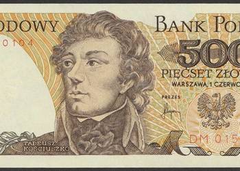 POLSKA 500 ZŁOTYCH 1982 - DM - KOŚCIUSZKO - STAN UNC