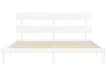 Rama łóżka z wezgłowiem biała lite drewno WM-3193547