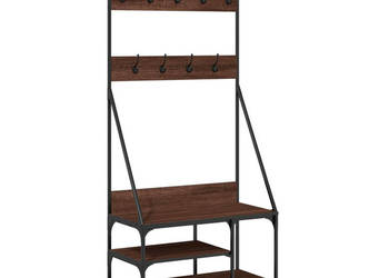 Wieszak na ubrania z miejscem na buty brązowy dąb 80x40x184 cm WM-837866