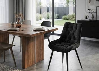 Czarne Krzesło Tapicerowane Oliver, Wysyłka 24H, Dostawa 0zł!