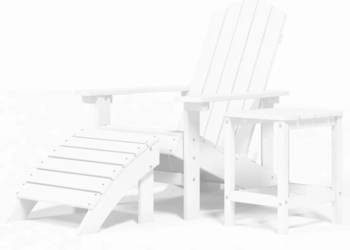 Krzesło Adirondack z podnóżkiem i stolikiem HDPE białe WM-3095708