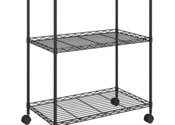3-poziomowy regał na kółkach 60x35x81 cm czarny 150 kg WM-324626