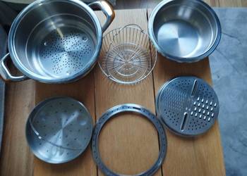 Garnek do gotowania na parze Filipiak+nakładka z misą i koszykiem+tarcza .