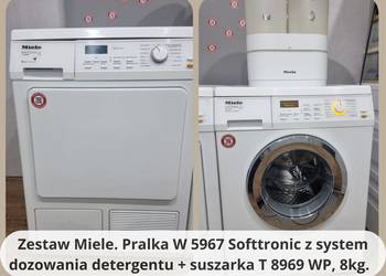 Zestaw Miele. Pralka W 5967 z dozowaniem + suszarka T8969WP, SteamCare