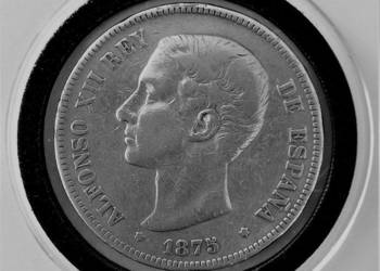 ALFONSO XII REY DE ESPAÑA  srebro 900 moneta z r.1875 DE / M ALFONSO XII REY DE ESPAÑA  srebro 900 moneta z r.1875 DE / M