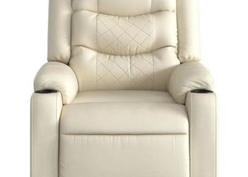 vidaXL Fotel rozkładany, kremowy, sztuczna skóra(SKU:374120)