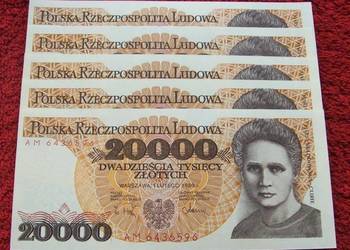 POLSKA PRL 20000 ZŁ MARIA CURIE-SKŁODOWSKA Banknot UNC 1 szt POLSKA PRL 20000 ZŁ MARIA CURIE-SKŁODOWSKA Banknot UNC 1 szt