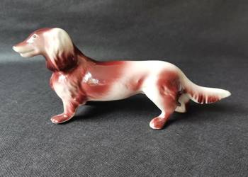 Stara figurka porcelanowa Pies porcelana Jan Jezela Katowice PRL 1960