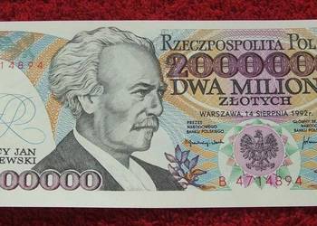 POLSKA PRL 2000000 ZŁ IGNACY JAN PADEREWSKI Banknot UNC