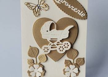 ZAPROSZENIA CHRZEST ŚWIĘTY WÓZEK W SERCU C6 ZŁOTO - ECRI