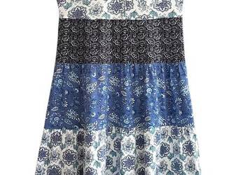 Damska bawełniana sukienka niebieska w kwiaty Bonprix 40/42 L/XL