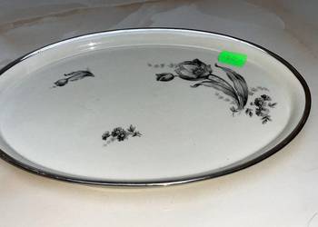 Patera  z czarnymi tulipanami. Półmisek.  Sygnatura numeryczna 110. 34   Ec