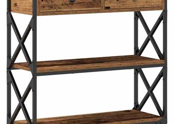 vidaXL Stół Konsolowy z szufladą z półką Stare drewno (SKU: 863535)