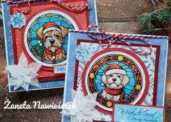 Kartki świąteczne, hand made, pies