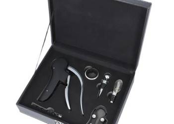 Zestaw do Wina 5w1 Komplet Akcesoriów na Prezent w Czarnym Pudełku