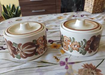 PRL pojemniki fajans Włocławek brąz 2 szt