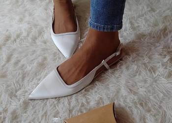 (41) ASOS Design/ Białe Baleriny z odkrytą piętą z Londynu, NOWE