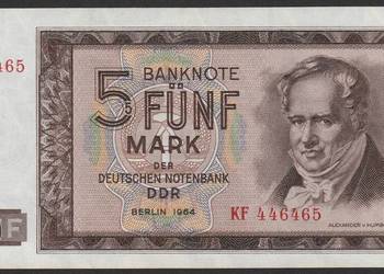 NIEMCY DDR NRD 5 marek 1964 - stan bankowy - UNC -