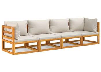 vidaXL 4-cz. ogrodowy zestaw wypoczynkowy, jasnoszare poduszki(SKU:3155284)